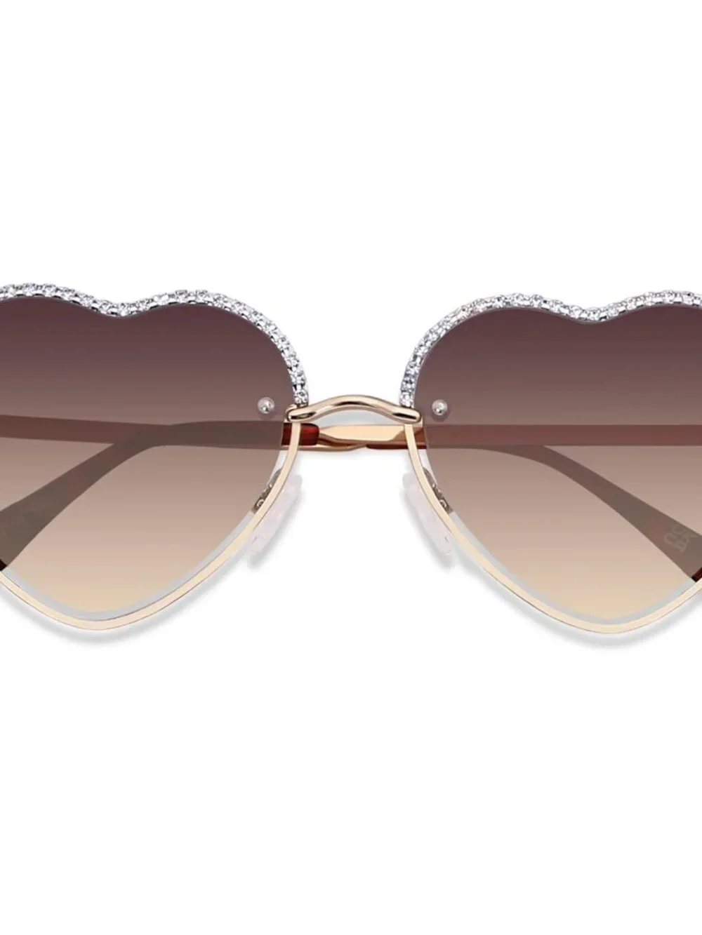 Trendy Heart-Shaped Metal Frame Sunglasses - Rhinestone Accents & UV400